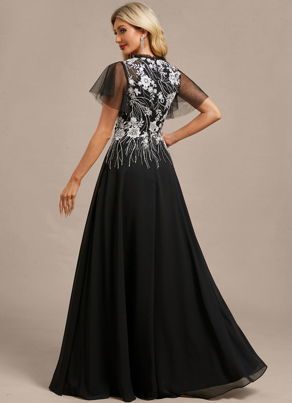 Robe Chic Soirée En Mousseline Ornée - gallery 5