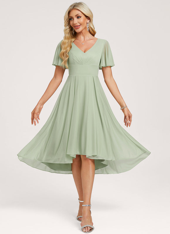 Robe Chic Vert Pastel Trapèze Volants