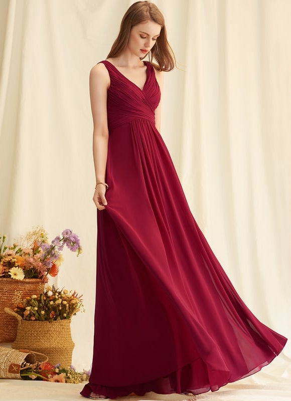 Robe Chic Longue Bordeaux Plissée - gallery 2