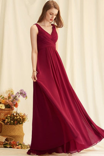 Robe Chic Longue Bordeaux Plissée - gallery 2