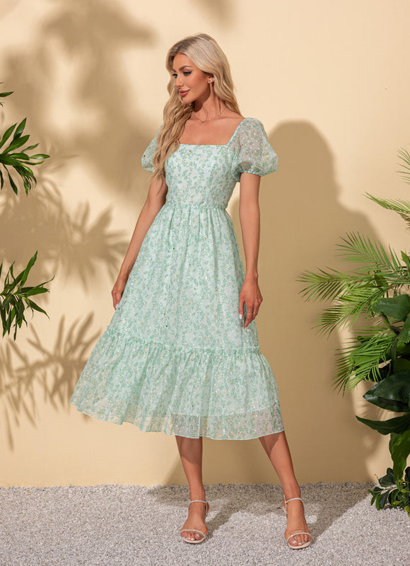 Robe Chic Fleurie Menthe - gallery 3