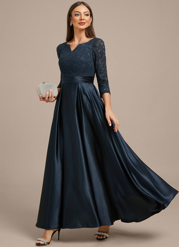 Robe Chic Longue Satinée Marine - gallery 3