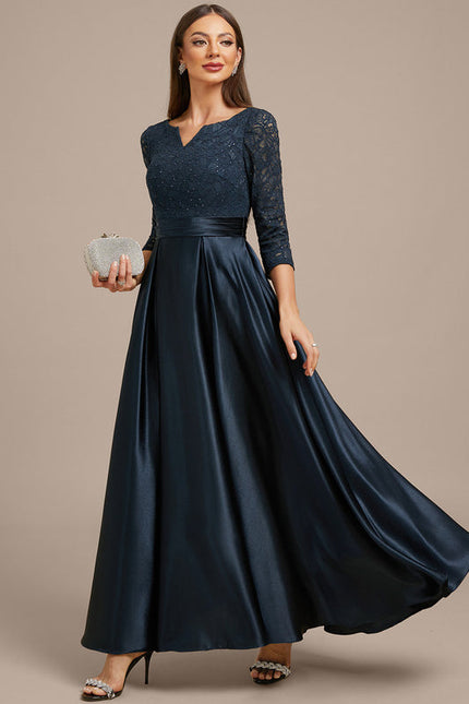 Robe Chic Longue Satinée Marine - gallery 3