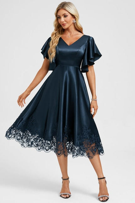 Robe Chic Satin Bleu Ciel - gallery 3