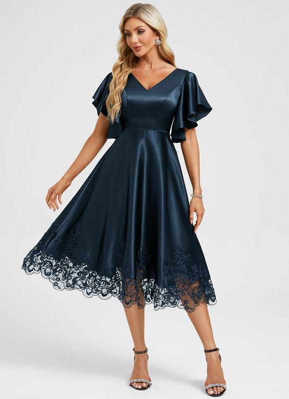 Robe Chic Satin Bleu Ciel - gallery 3