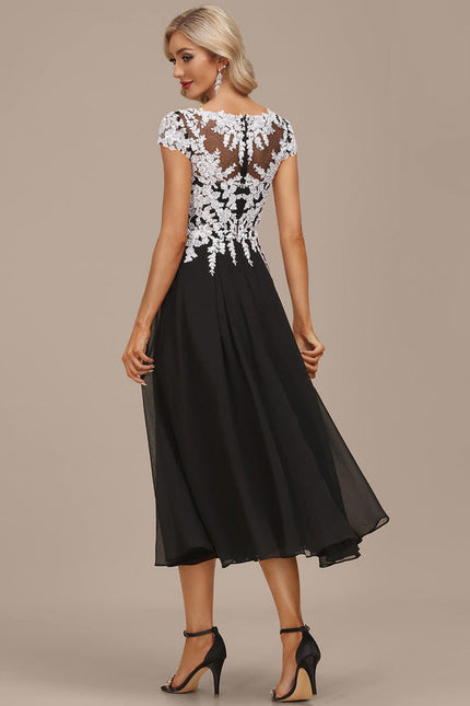 Robe Chic Noire Dentelle V-Cou Élégant - gallery 4
