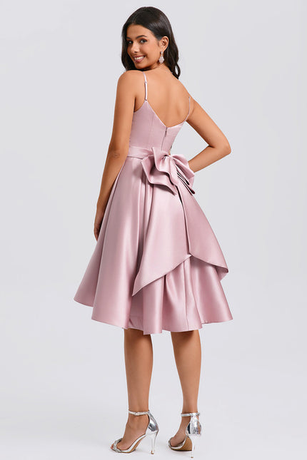 Robe Chic Satin Rose Plissée - gallery 4