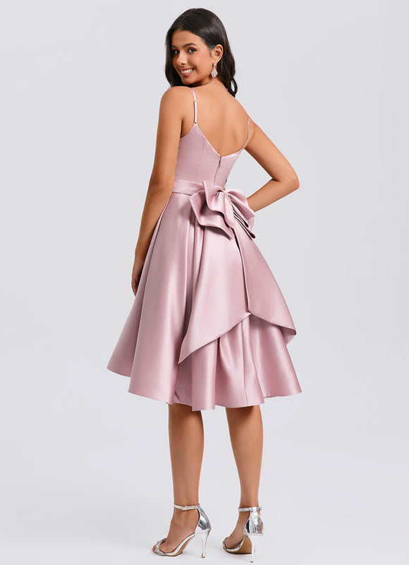 Robe Chic Satin Rose Plissée - gallery 4