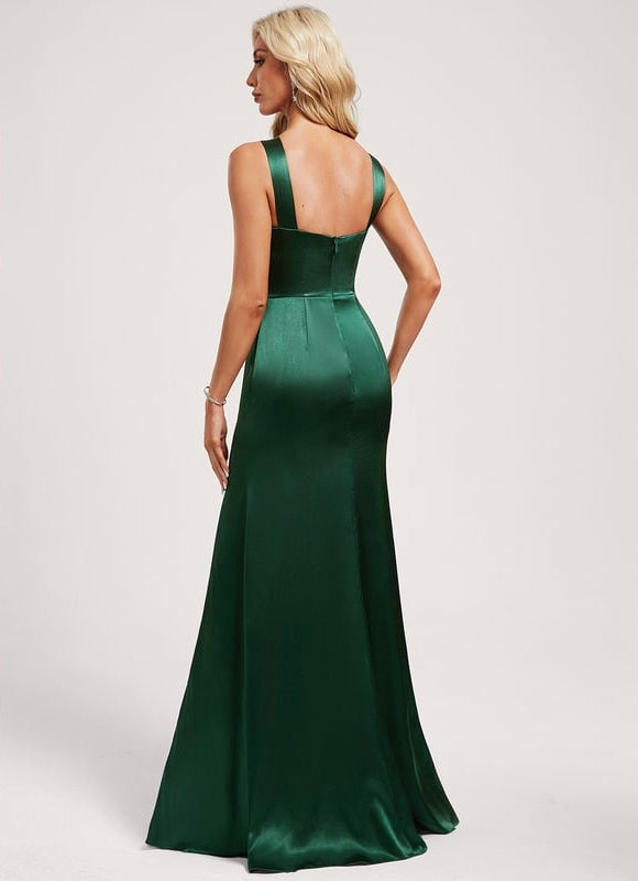 Robe Chic Satin Vert Éclatant - gallery 4