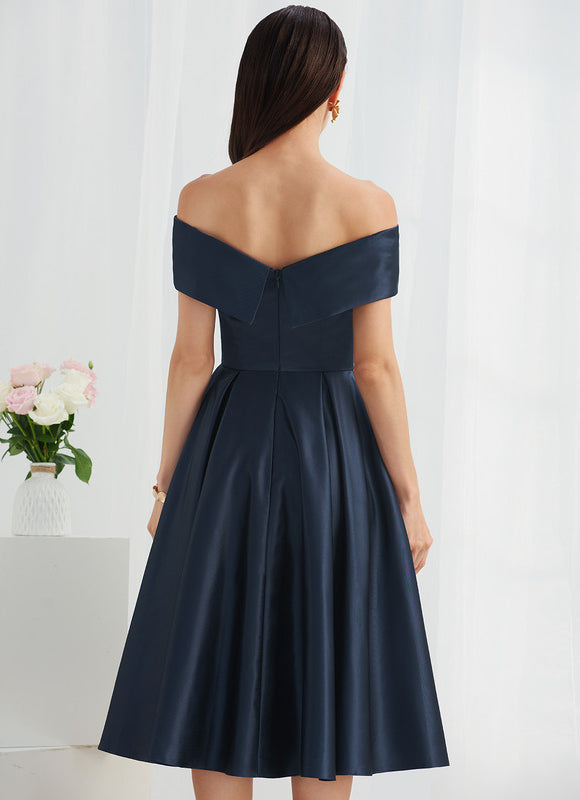 Robe Chic Bleu Marine Satinée - gallery 4