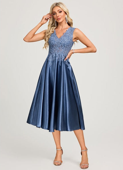 Robe Chic Satin Bleu Ciel