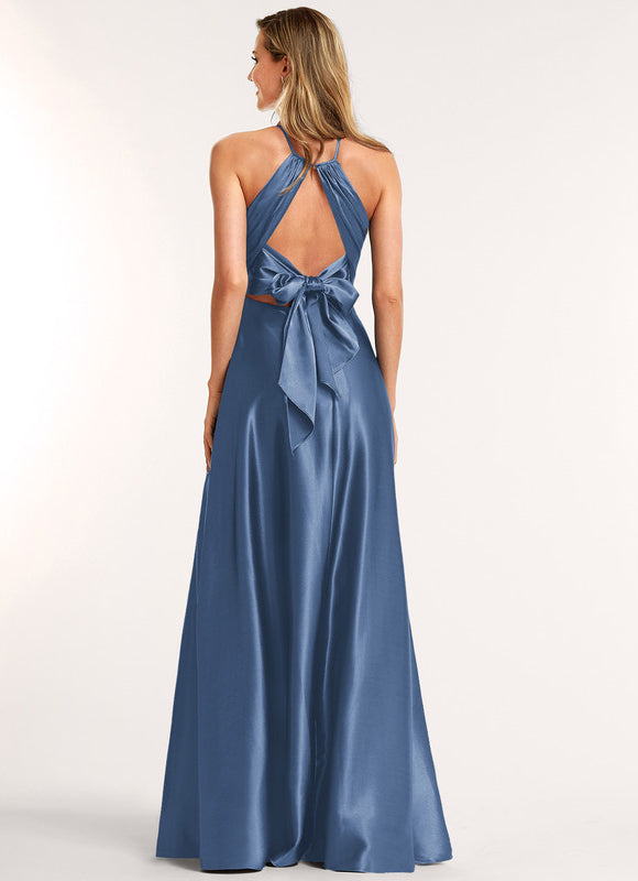 Robe Chic Satin Bleu - gallery 1