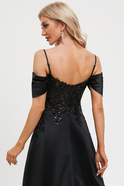 Robe Chic Satin Noir Élégant - gallery 6