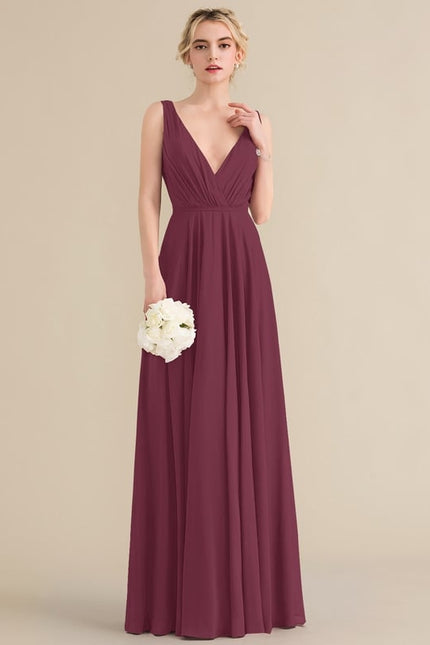 Robe Chic Longue Bordeaux Plissée - gallery 4