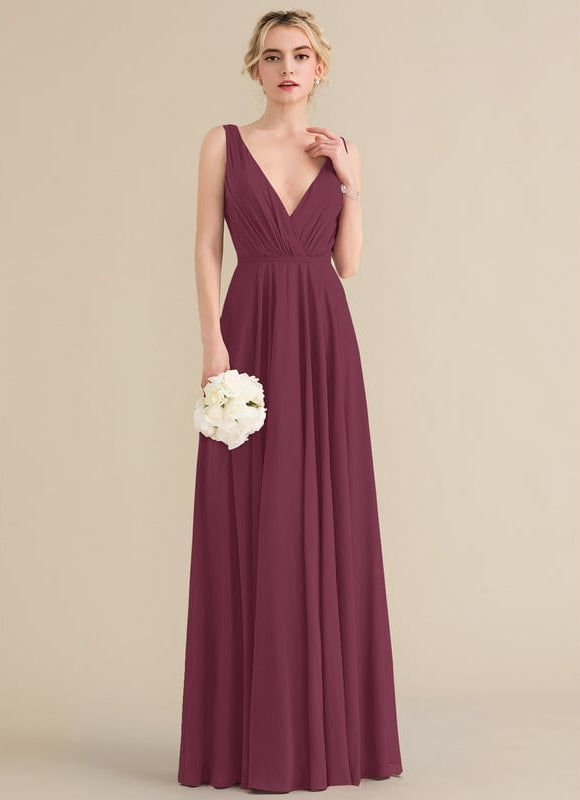 Robe Chic Longue Bordeaux Plissée - gallery 4