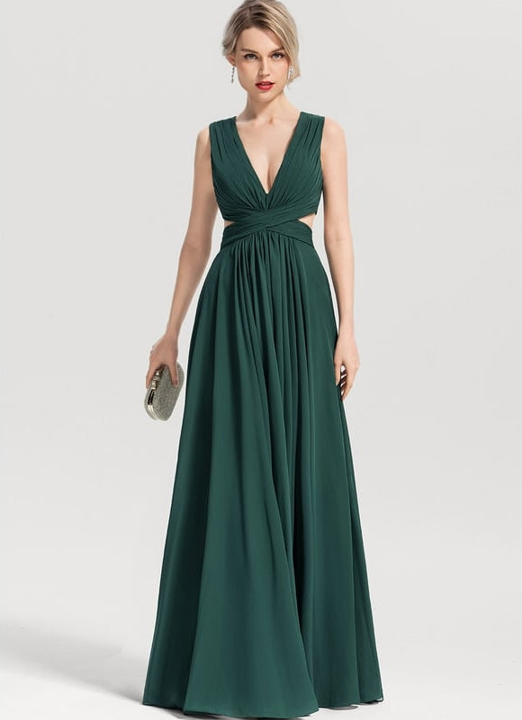 Robe Chic Longue Verte Fluide