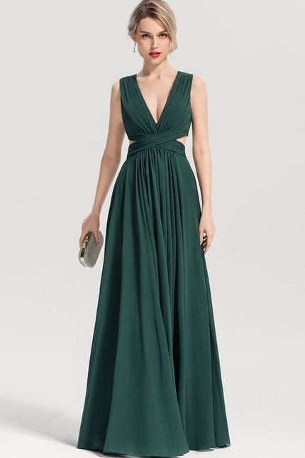Robe Chic Longue Verte Fluide