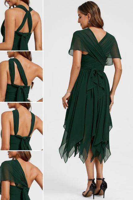 Robe Chic Asymétrique Émeraude - gallery 1