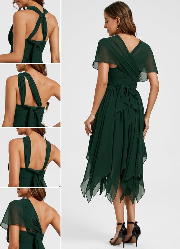 Robe Chic Asymétrique Émeraude - gallery 1