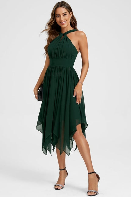 Robe Chic Asymétrique Émeraude - gallery 9