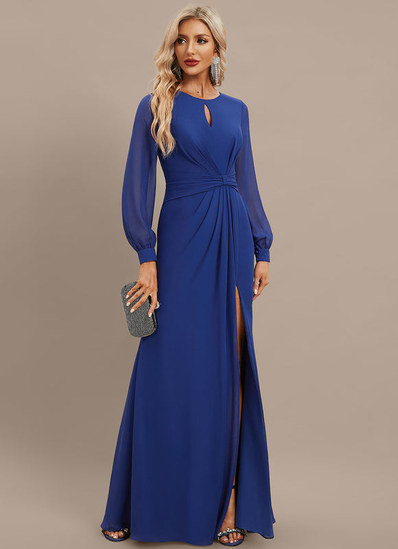 Robe Chic Longue Azur Drapée - gallery 5