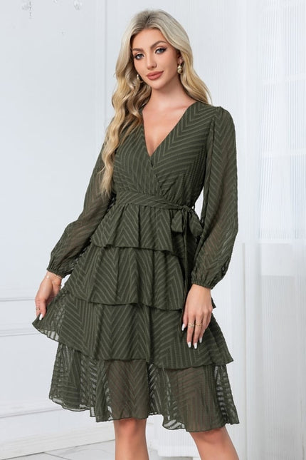 Robe Chic Volants Bordeaux