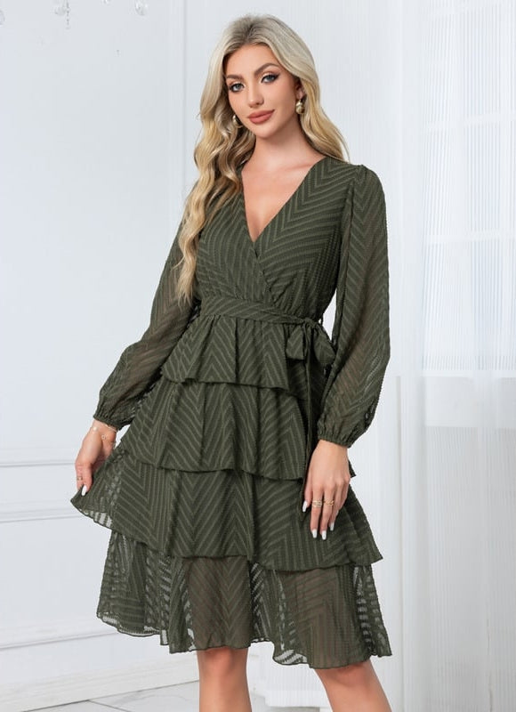Robe Chic Volants Bordeaux