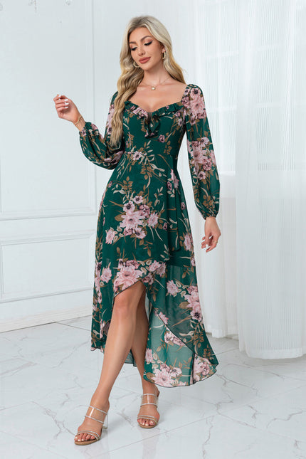 Robe Chic Florale Asymétrique