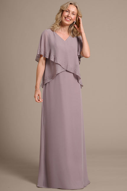 Robe Chic Longue Mauve Élégante - gallery 5