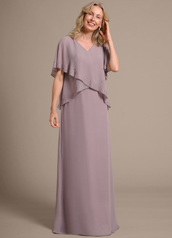 Robe Chic Longue Mauve Élégante - gallery 5