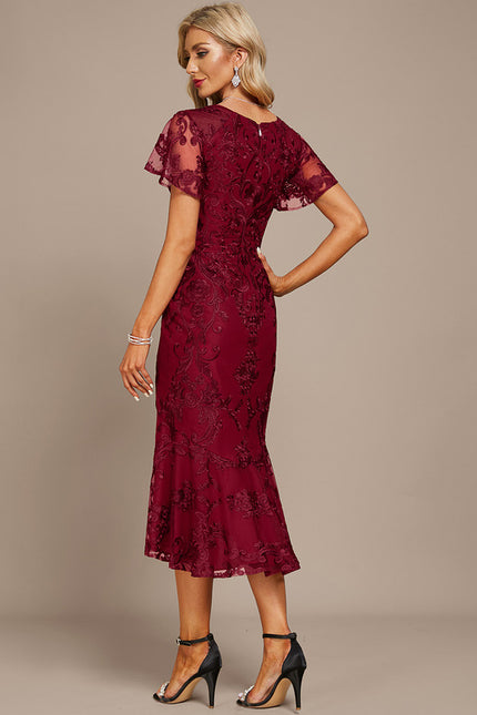 Robe Chic Rouge Élégant Flottant - gallery 5