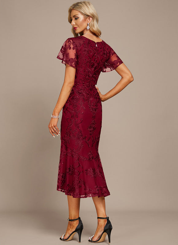 Robe Chic Rouge Élégant Flottant - gallery 5