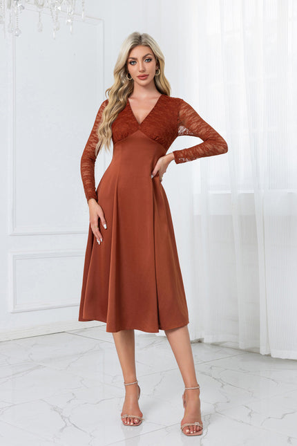 Robe Chic Midi Rouille Élégante - gallery 6
