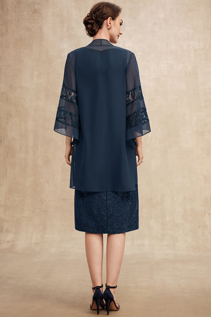 Robe Chic Bleu Nuit Dentelle Mariage - gallery 4