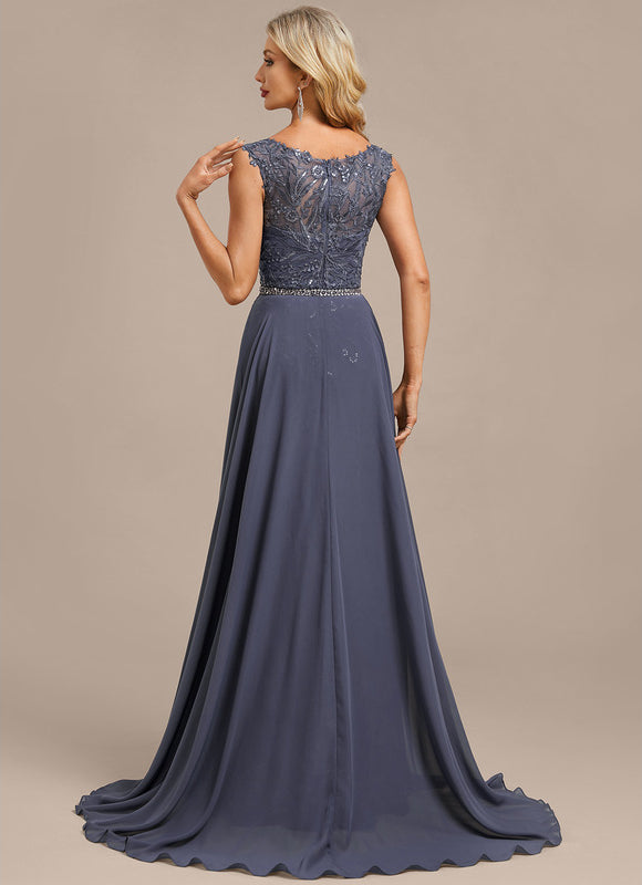 Robe Chic Longue Grise Brodée - gallery 4