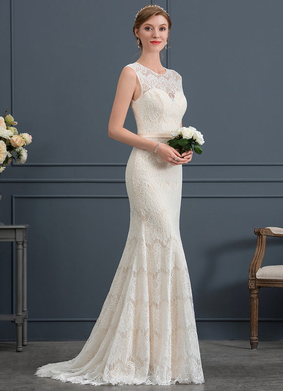 Robe Chic Blanc Éclatant Dentelle Sirène - gallery 1