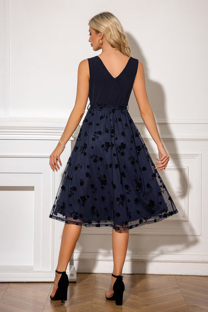 Robe Chic Midi Navy Fleuri - gallery 1