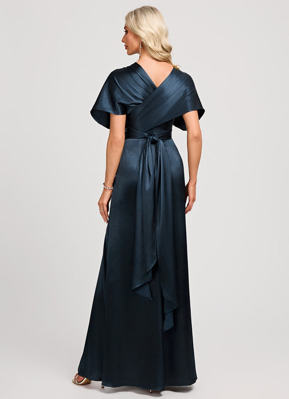 Robe Chic Élégance Satinée Marine - gallery 7