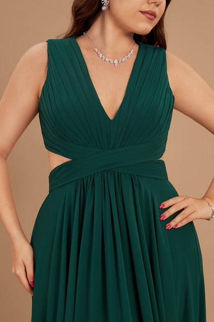 Robe Chic Longue Verte Fluide - gallery 7
