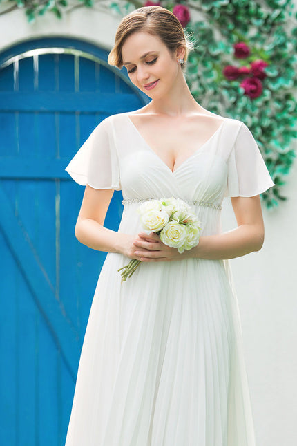 Robe Chic Blanche Mousseline Plissée - gallery 6