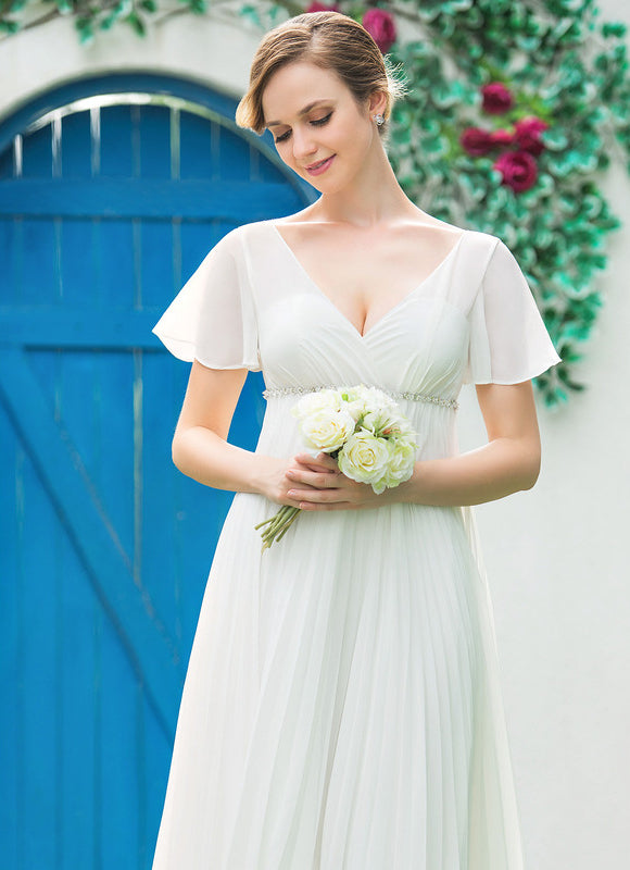 Robe Chic Blanche Mousseline Plissée - gallery 6