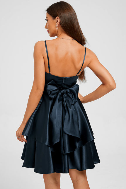 Robe Chic Satin Bleu Vif - gallery 2