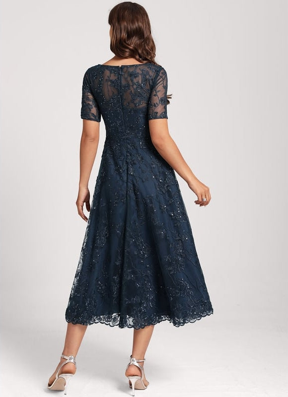 Robe Chic Élégance Marine Pailletée - gallery 7