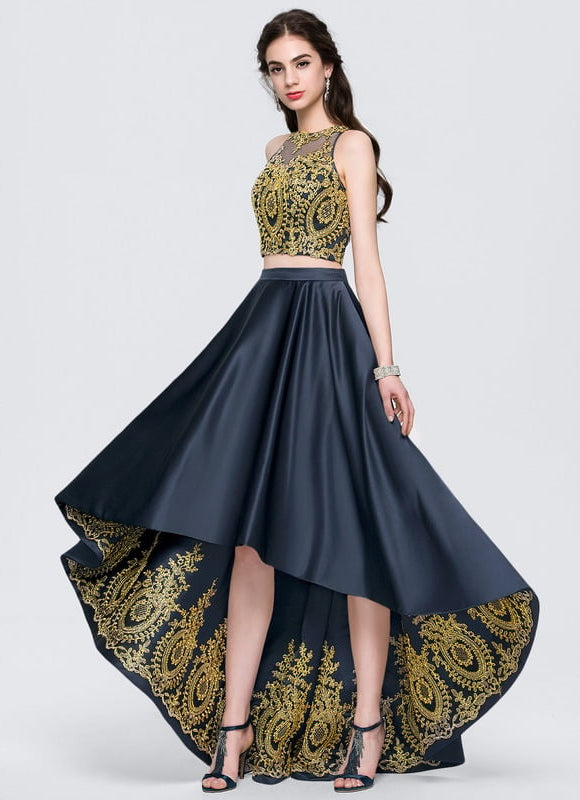 Robe Chic Ornement Noir Satiné