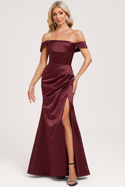 Robe Chic Satin Bordeaux Ajustée