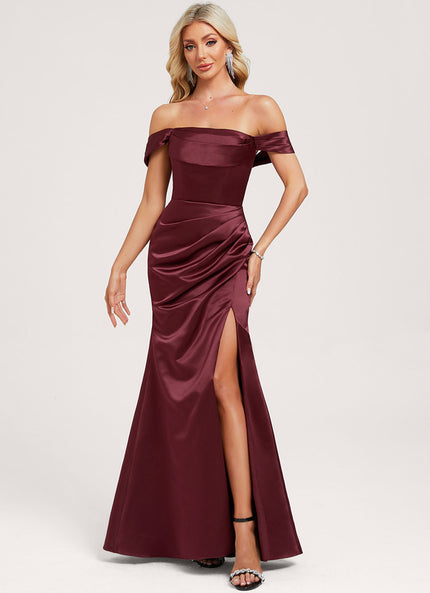 Robe Chic Satin Bordeaux Ajustée