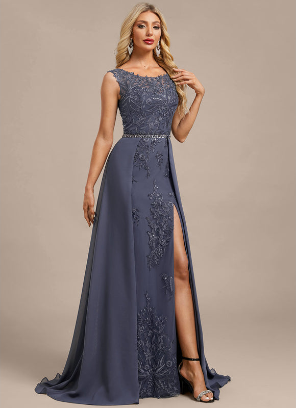 Robe Chic Longue Grise Brodée - gallery 3