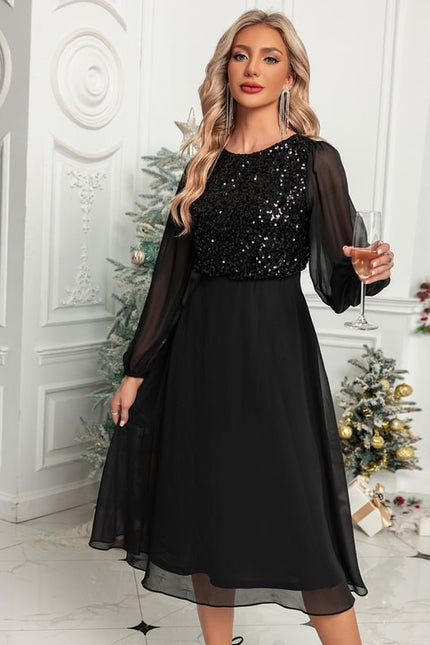 Robe Chic Élégance Noire Pailletée - gallery 2