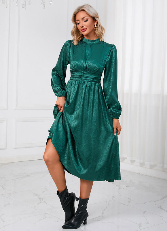 Robe Chic Vert Satiné - gallery 3