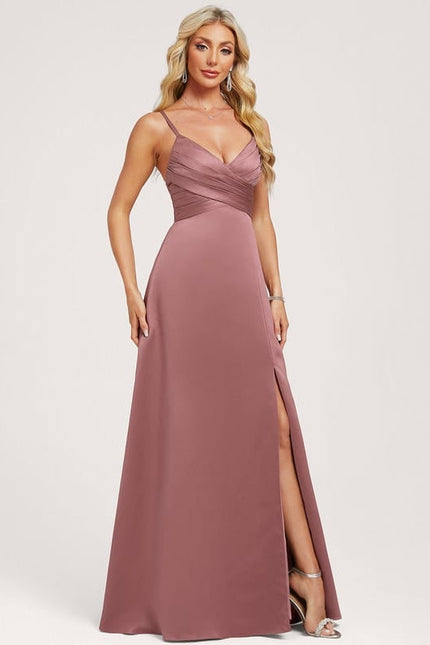 Robe Chic Satinée Rose Pâle - gallery 2